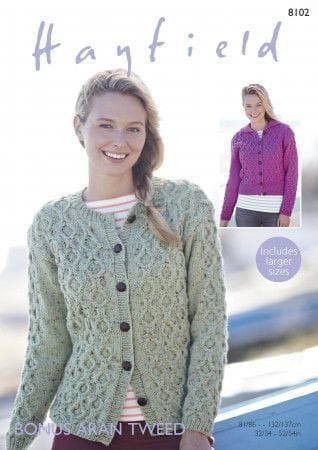 Hayfield Cardigan Knitting Pattern Leaflet 8102