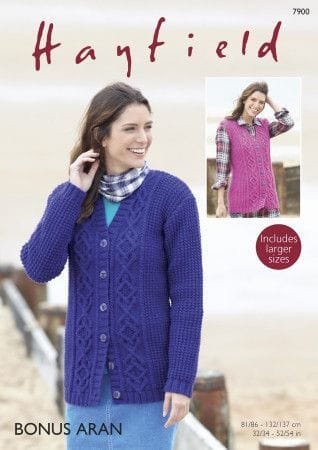 Hayfield Cardigan and Waistcoat Knitting Pattern Leaflet 7900