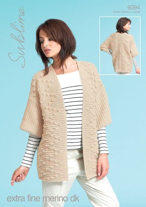 Sirdar Kimono Jacket Knitting Pattern Leaflet 6094