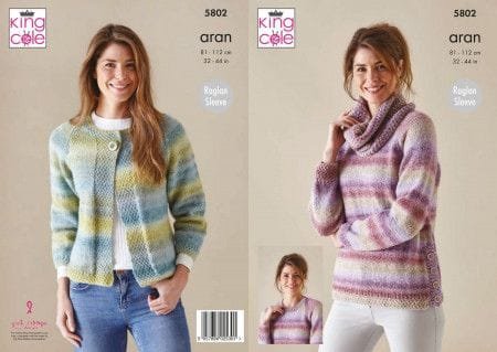 King Cole Cardigan, Sweater and Cowl Knitting Pattern Leaflet 5802