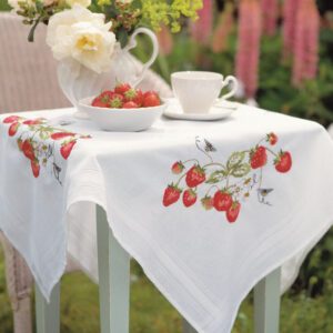 Embroidery Kit – Tablecloth – Strawberries