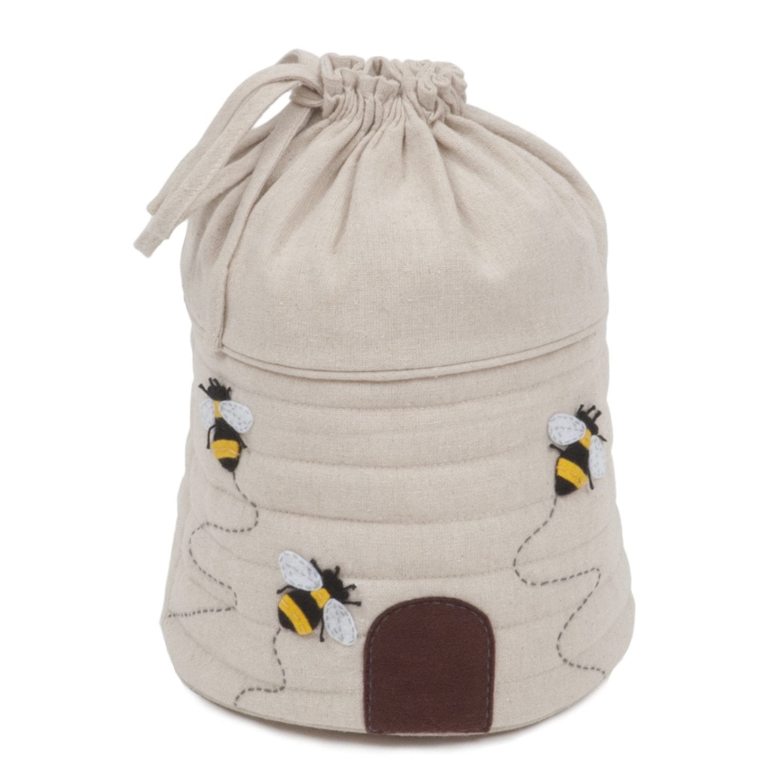 Craft Bag Round Drawstring Appliqué Hive Bee