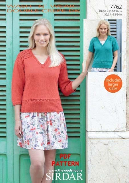 Sirdar Long and Short Tops Knitting Pattern Leaflet 7762