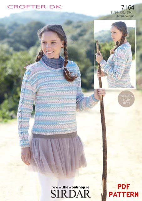 Sirdar Sweater Knitting Pattern Leaflet 7164
