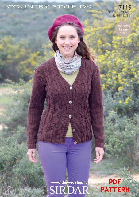 Sirdar Cardigan Knitting Pattern Leaflet 7119