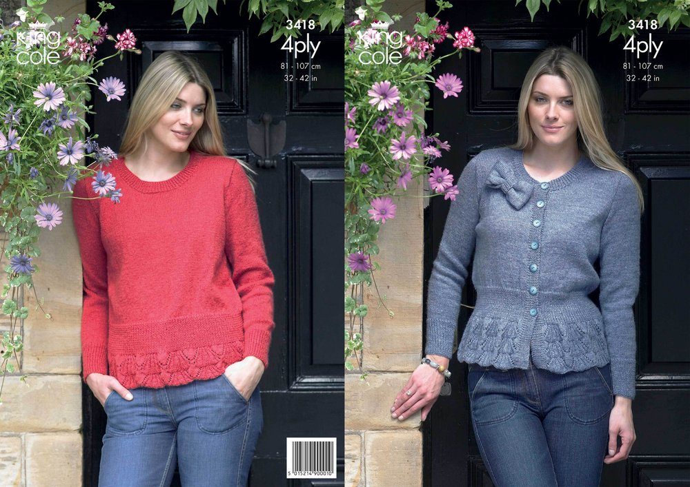 King Cole Cardigan and Sweater Knitting Pattern Leaflet 3418