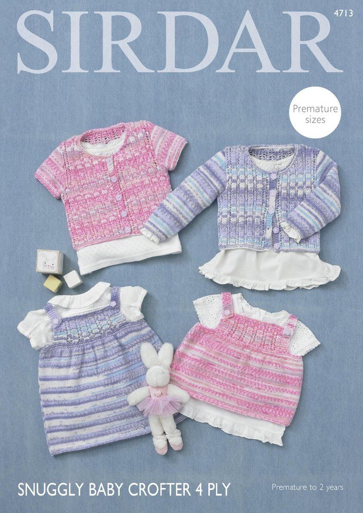 Sirdar Snuggly Cardigans Top & Dress Knitting Pattern Leaflet 4713