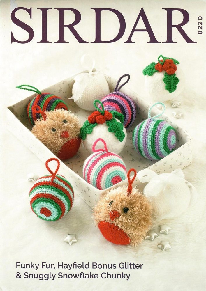 Sirdar Christmas Decorations Baubles Knitting Pattern Leaflet 8220