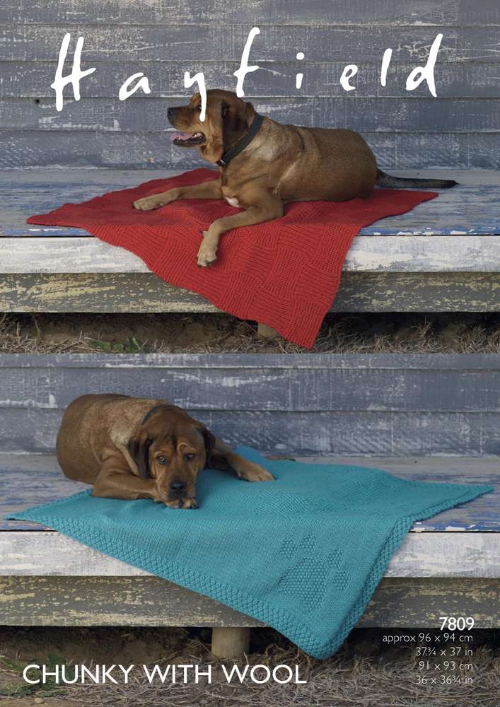 Hayfield Patterned Dog Blankets Knitting Pattern Leaflet 7809