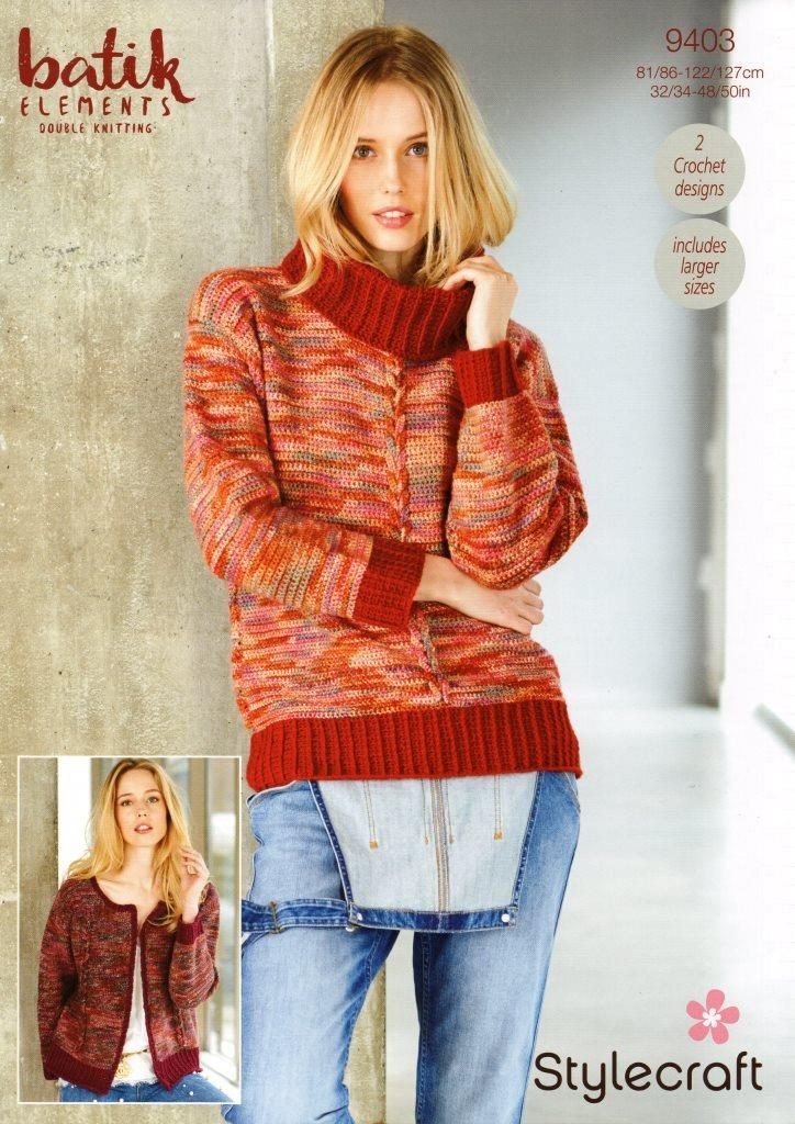 Stylecraft Sweater and Cardigan Crochet Pattern Leaflet 9403
