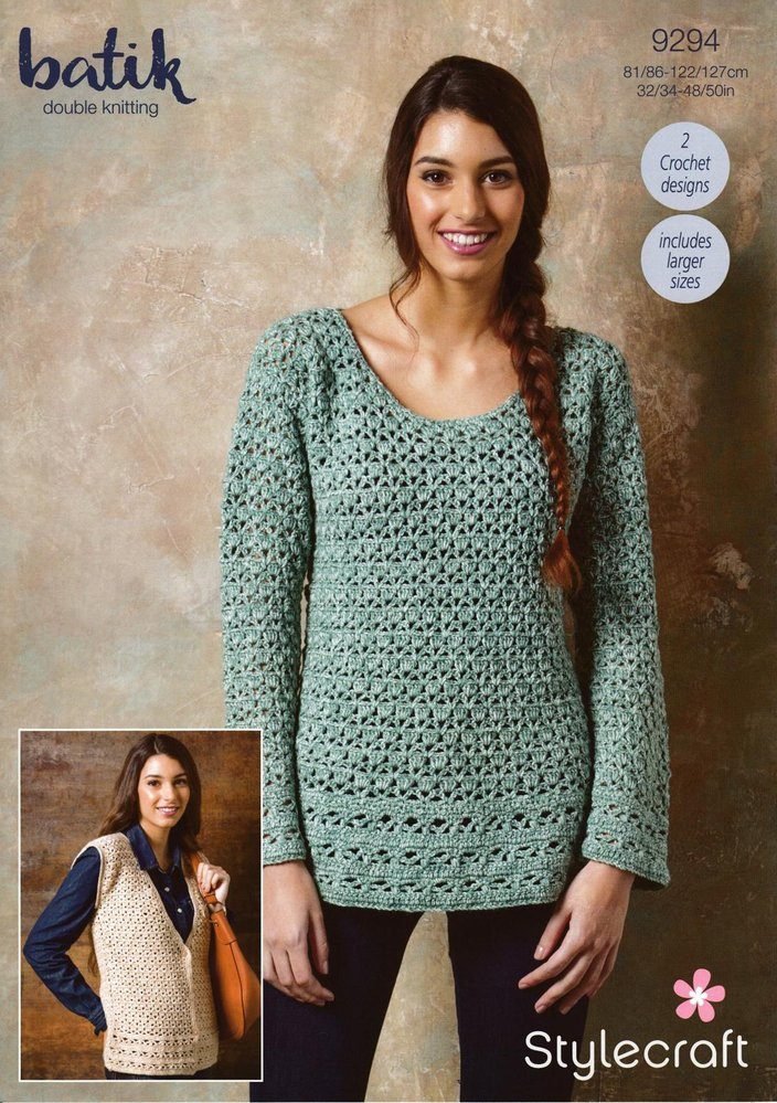 Stylecraft Womens Tunic and Waistcoat Crochet Pattern Leaflet 9294
