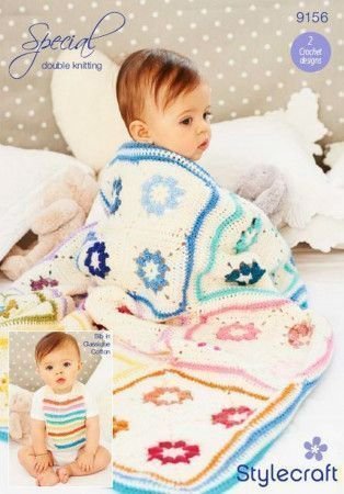 Stylecraft Blanket and Baby Bib Crochet Pattern Leaflet 9156