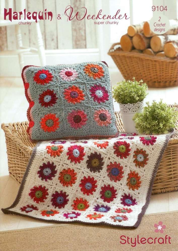 Stylecraft Throw and Cushion Crochet Pattern Leaflet 9104