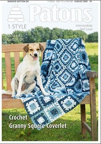 Patons Granny Square Coverlet Crochet Pattern Leaflet 3991