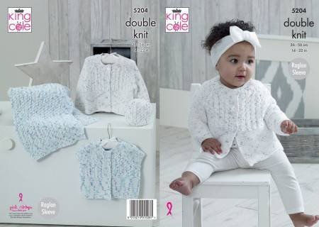 King Cole Cardigans, Blanket and Hat Knitting Pattern Leaflet 5204