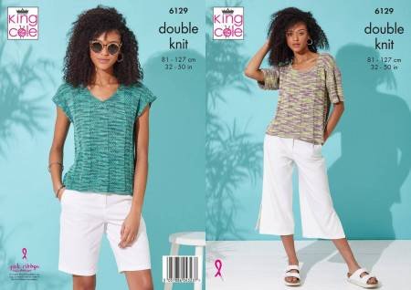 King Cole Tops Knitting Pattern Leaflet 6129