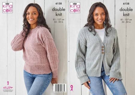 King Cole Sweater and Cardigan Knitting Pattern Leaflet 6158