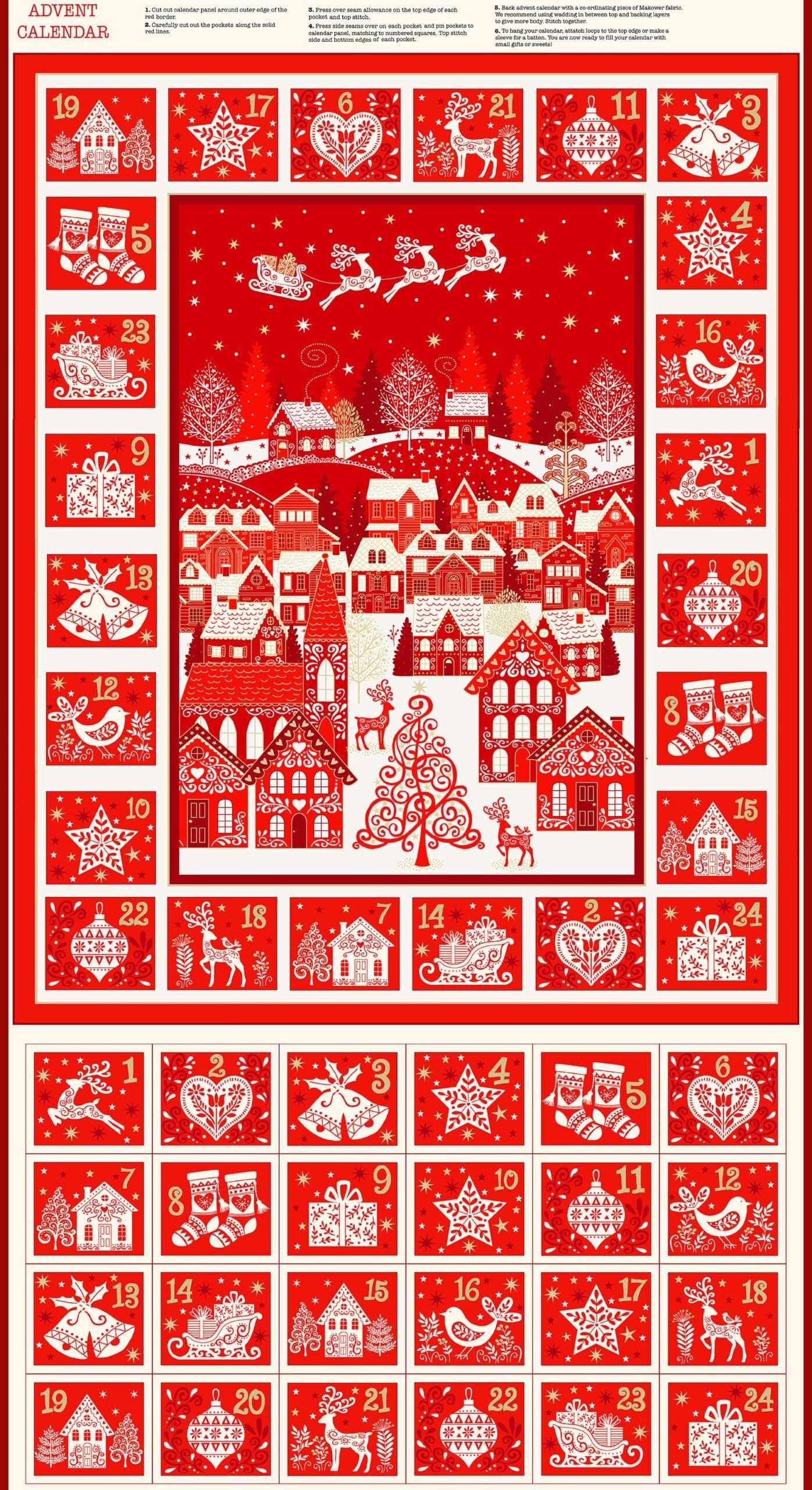 Makower Christmas Scandi Advent Panel 2463/1