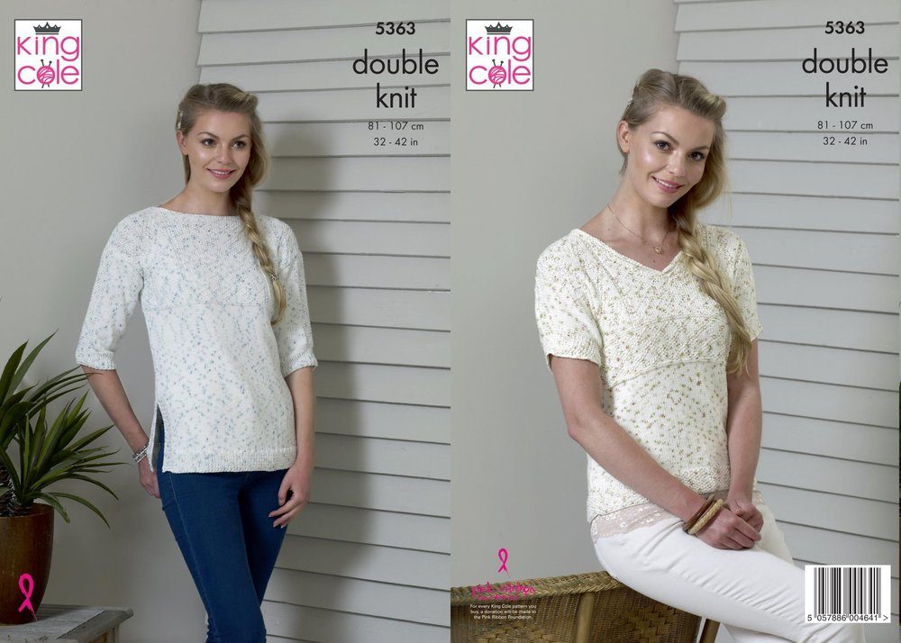 King Cole Top and Tunic Knitting Pattern Leaflet 5363