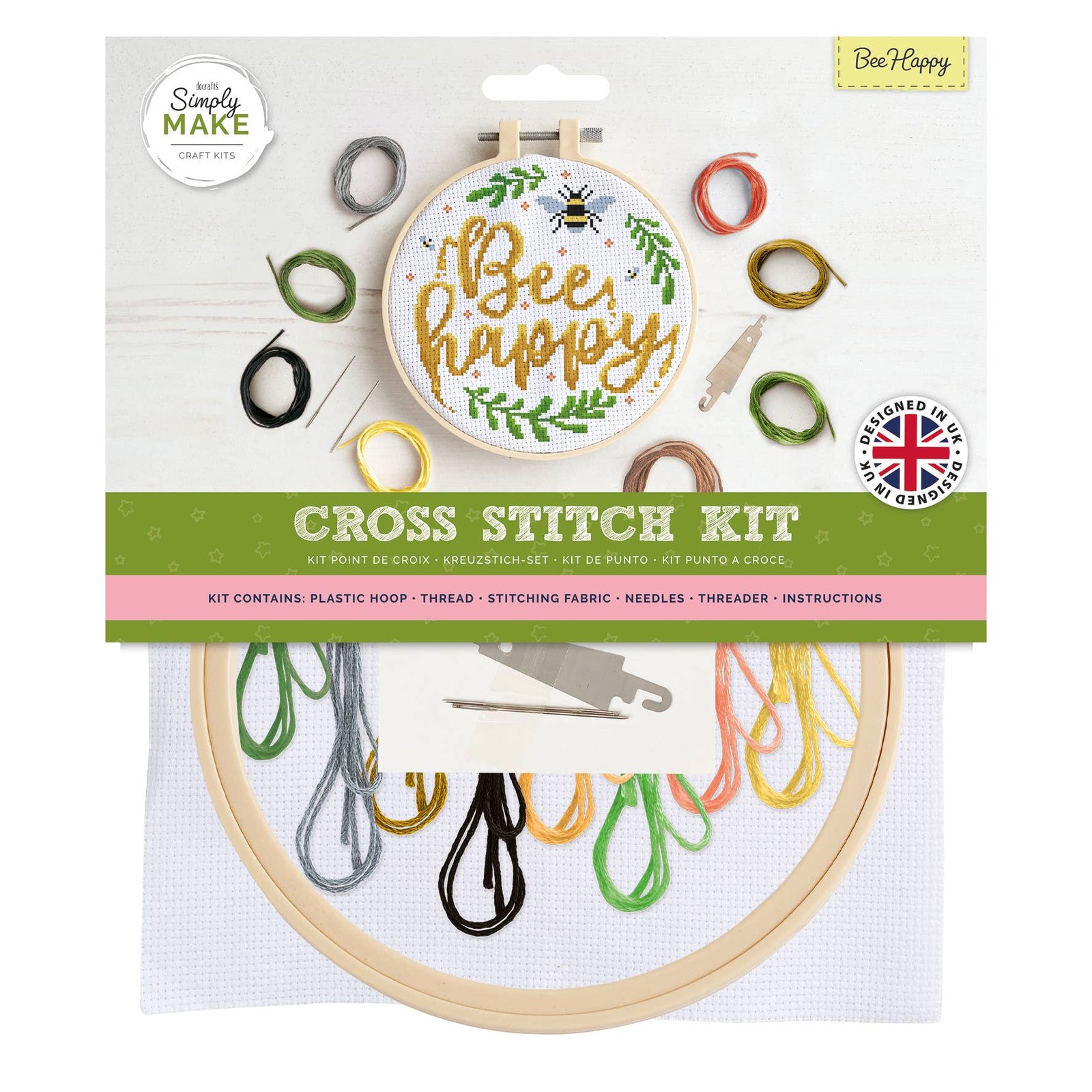 Simply Make – Cross Stitch Craft Kit – Bee Happy Design