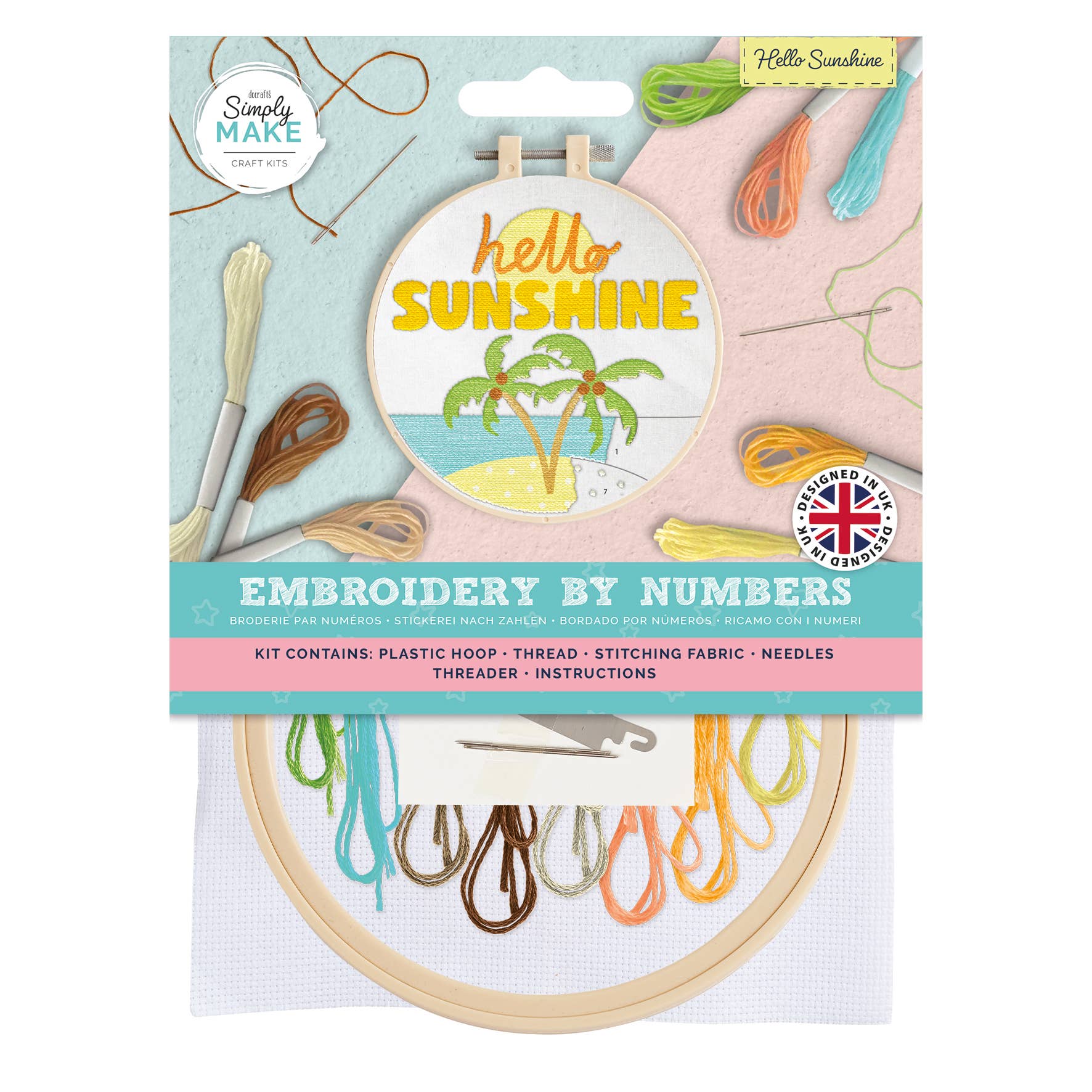 Simply Make – Embroidery By Numbers Hello Sunshine Craft Kit