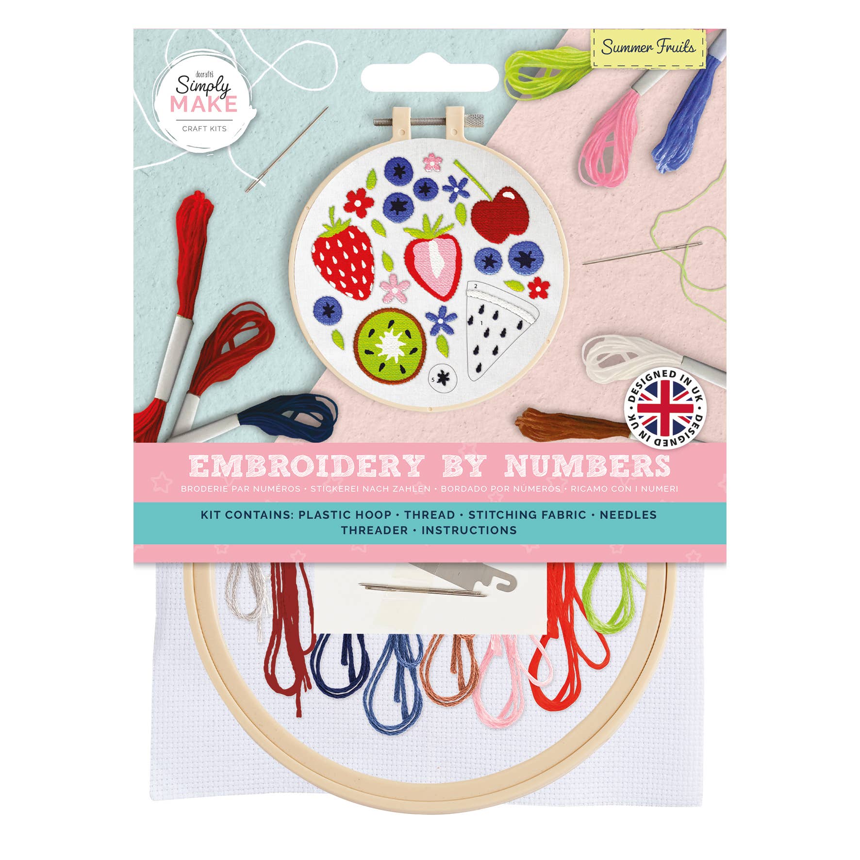 Simply Make – Embroidery By Numbers Summer Fruits Craft Kit