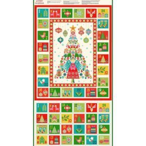 Makower Christmas Brights Advent Calendar Brights Fabric Panel 025/1