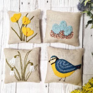 Linen Lavender Bags Embroidery Kit – Spring Garden