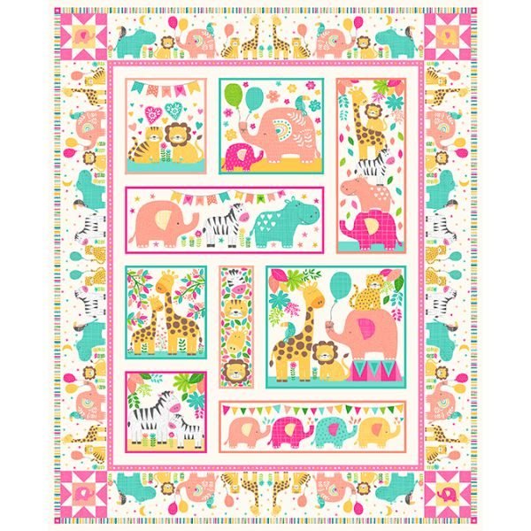 Makower In the Jungle Panel in Pink 2609/P