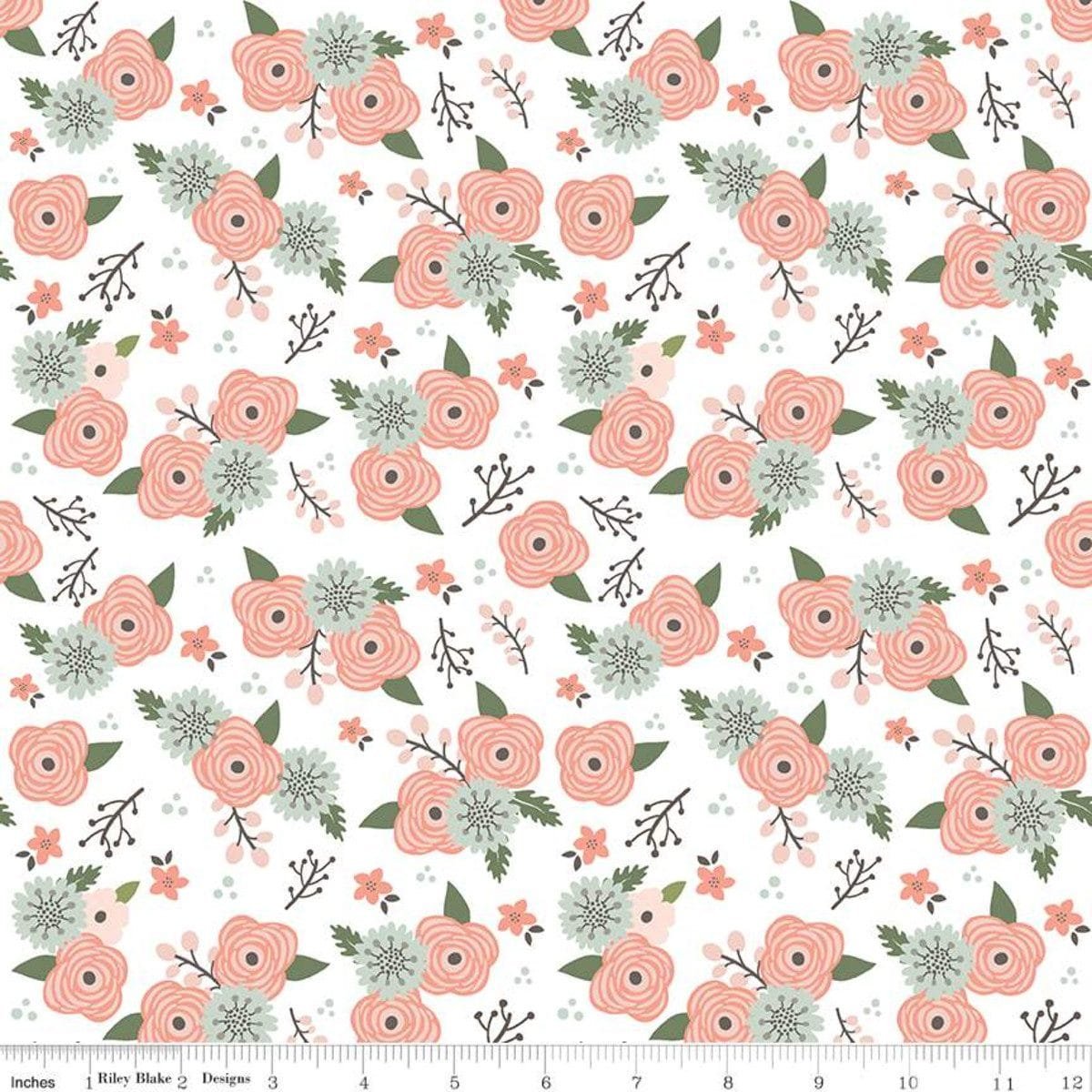 Riley Blake Modern Farmhouse – Floral White Sparkle