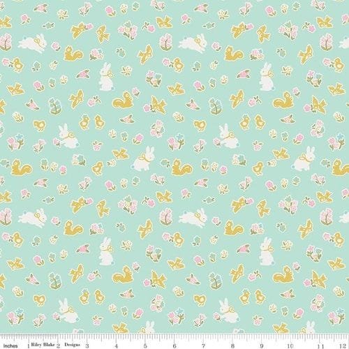 Riley Blake Milk and Honey – Bunny Friends Sparkle Mint