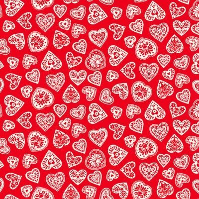 Makower Christmas Scandi Hearts Red 2579/R