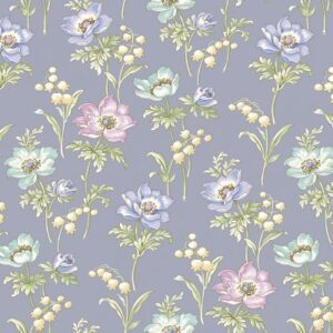 Makower Abloom Poppies Periwinkle 2/862B Patchwork & Quilting Fabric