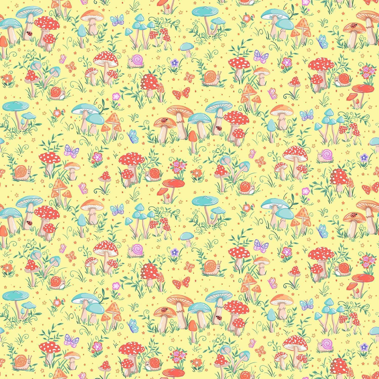 Makower Fairy Dust Toadstool Lemon 51/Y