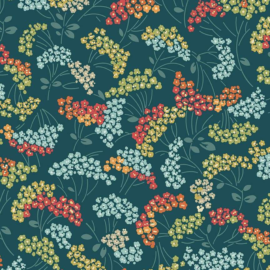 Makower Fernshaw Flower Box Laurel Peacock 2/1014T Patchwork & Quilting Fabric 4 Makower Fernshaw Flower Box Laurel Peacock 2/1014T