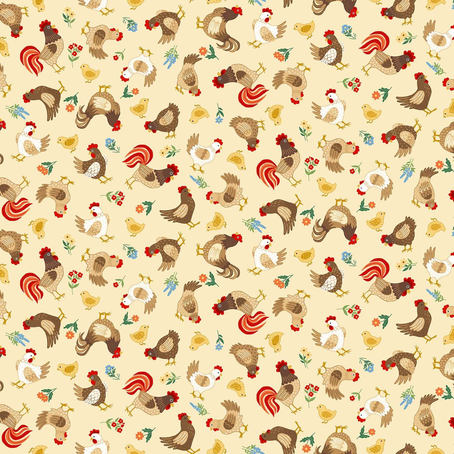 Makower Fun on The Farm Chickens Cream 070/Q