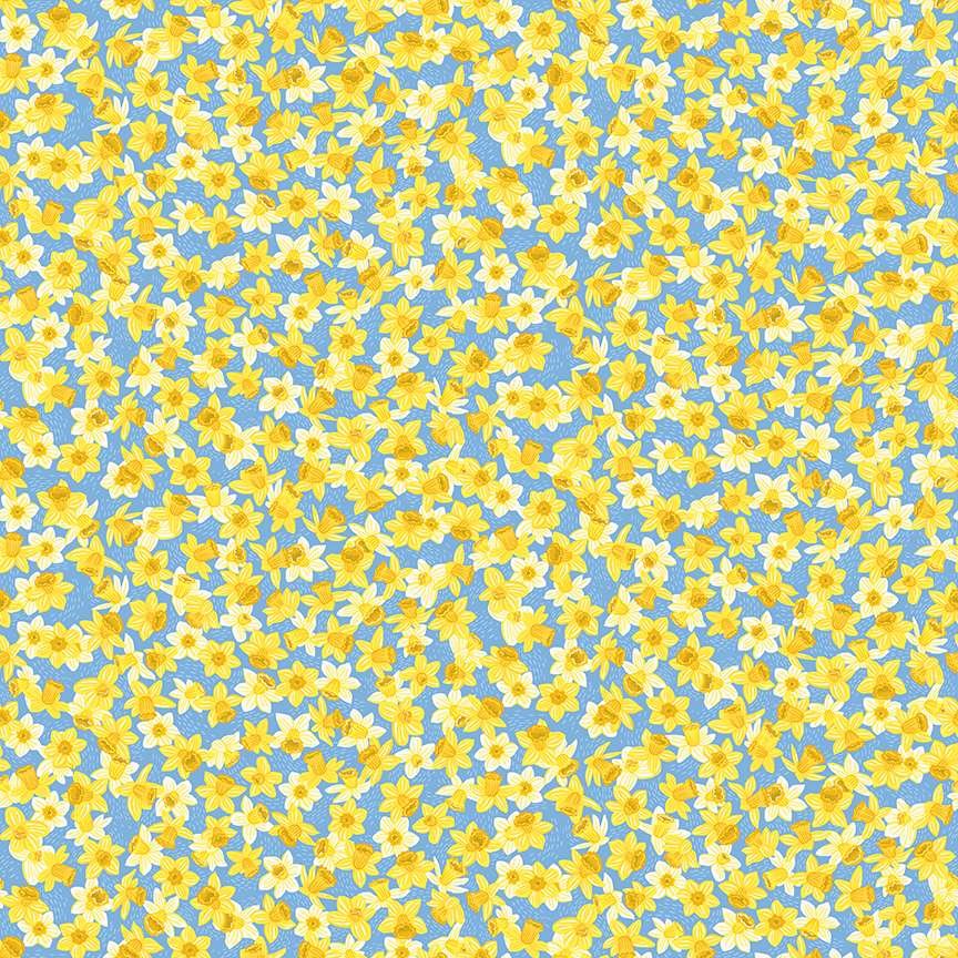 Makower Hello Spring Daffodil Blue 085/B