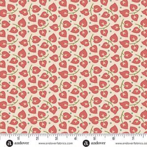 Andover Joy Holly Berries Heartstrings 2/1052E Patchwork & Quilting Fabric