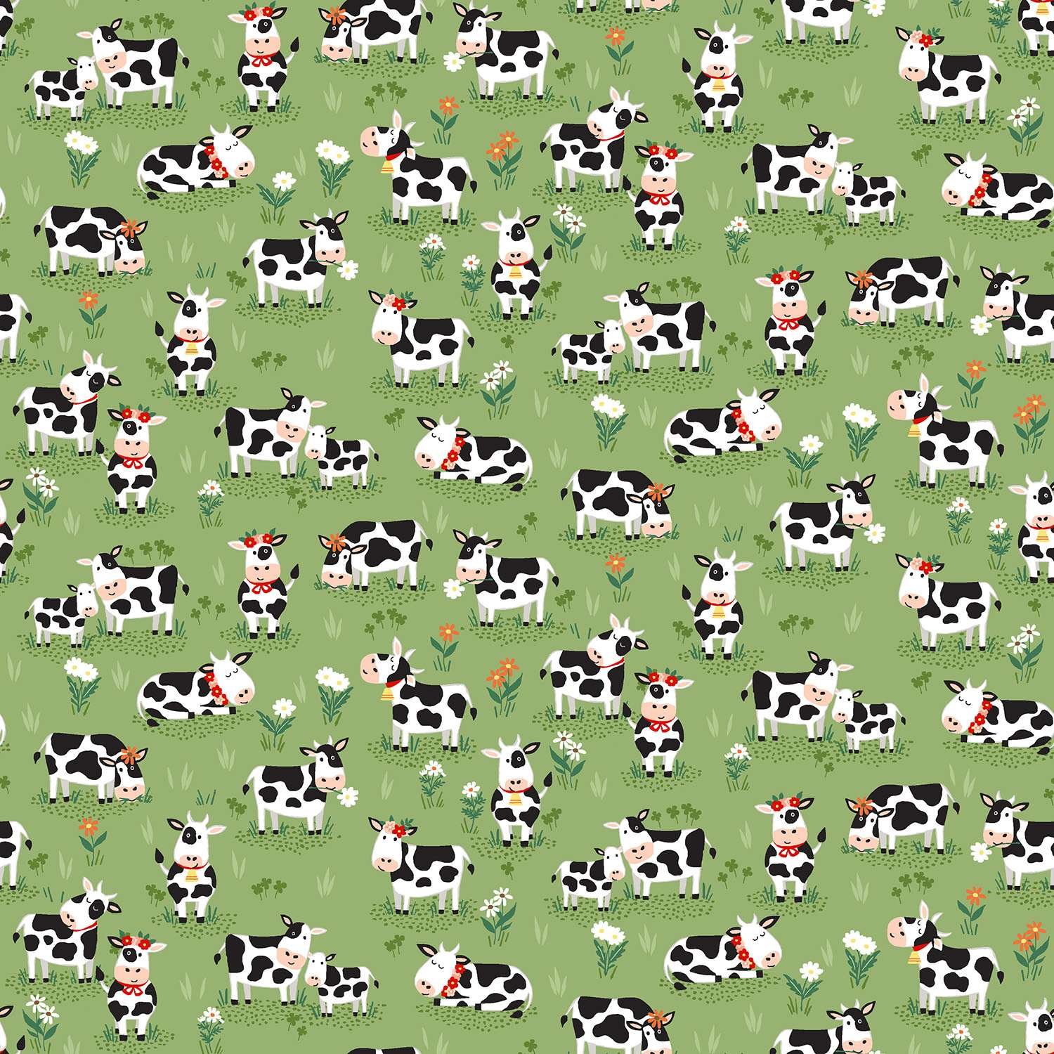 Makower Fun on The Farm Cows Green 065/G