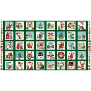 Makower Christmas Wishes Squares Advent Calendar Fabric Panel 040/1