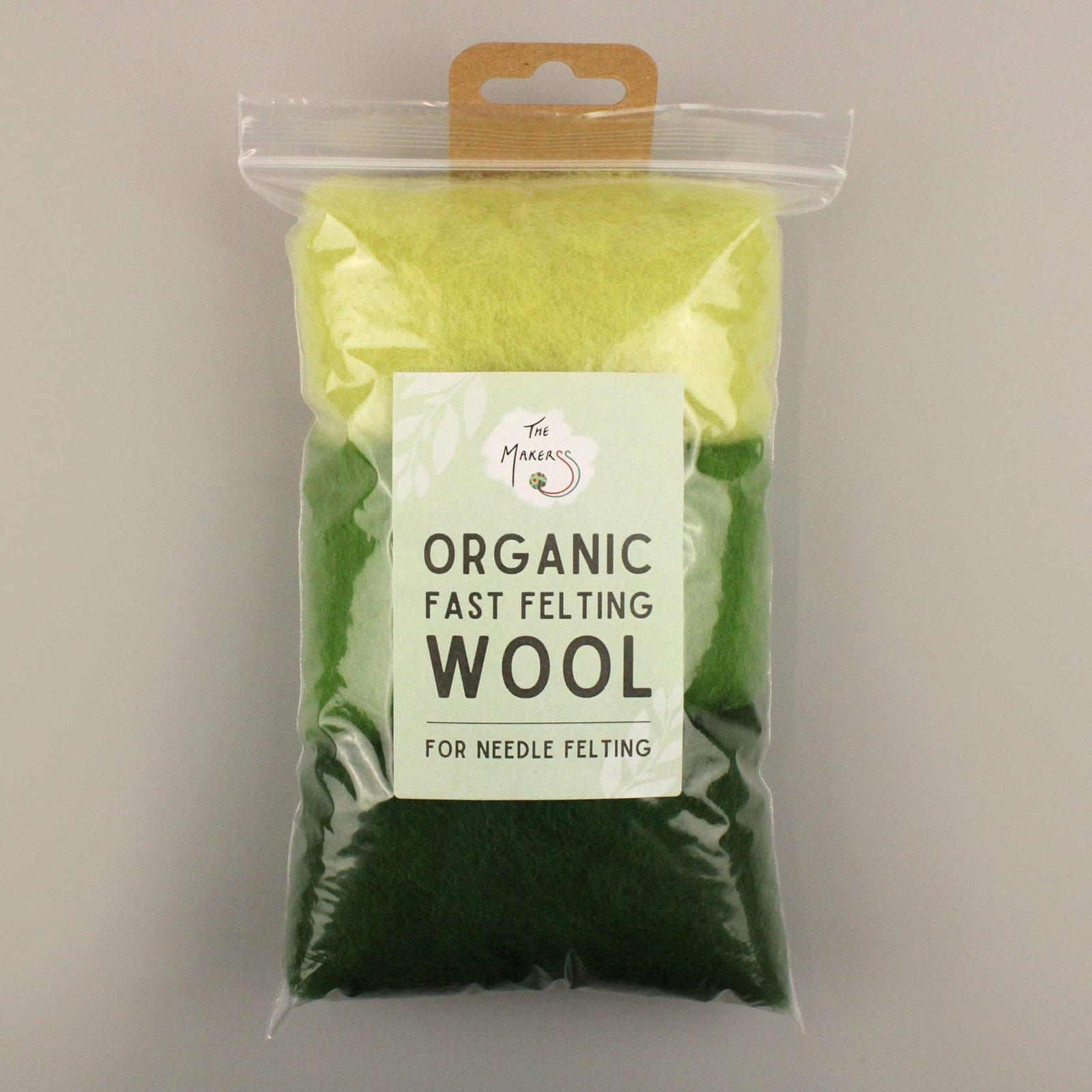 Organic Fast Felting Wool Mix for Needle Felting: Green