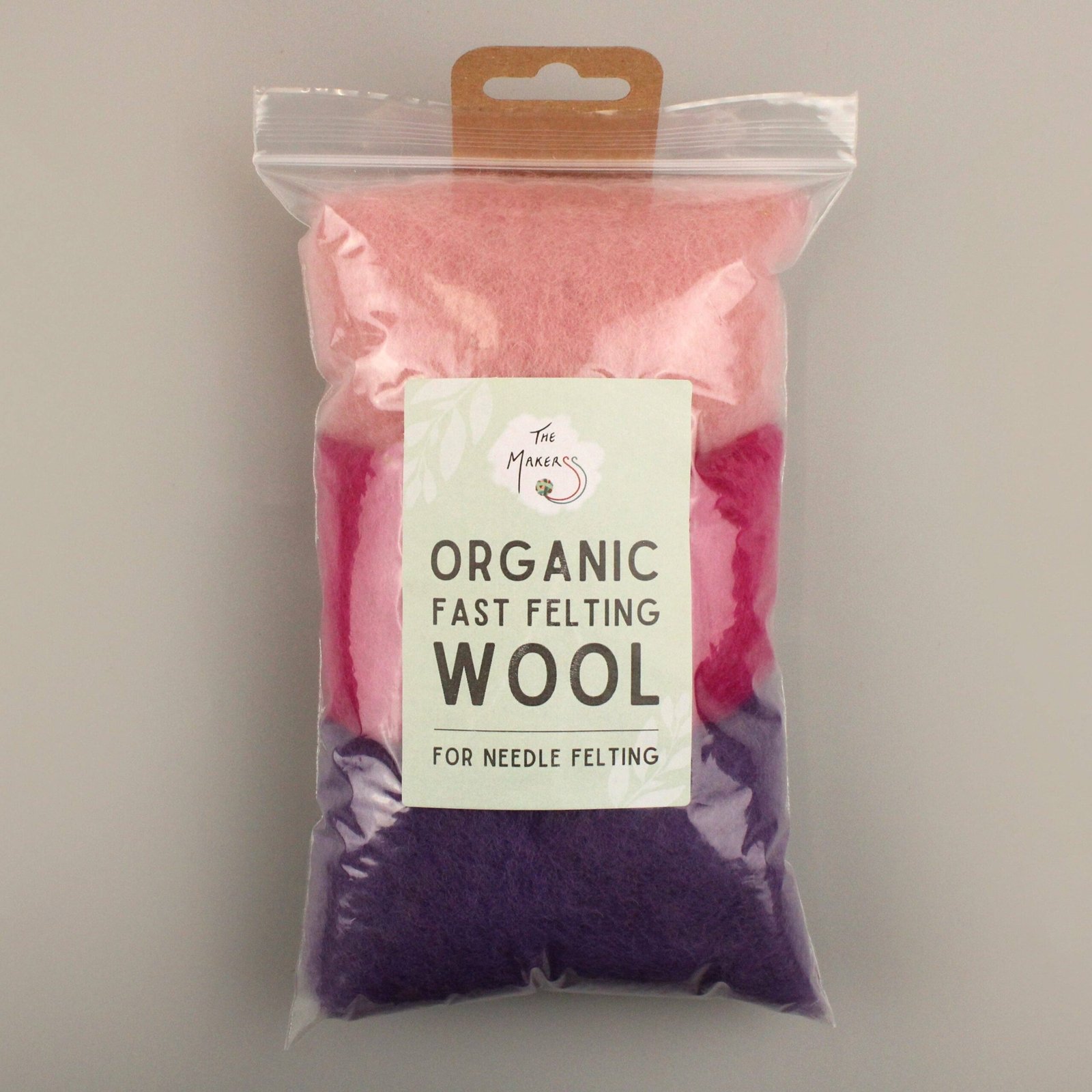 Organic Fast Felting Wool Mix for Needle Felting: Purple Pink