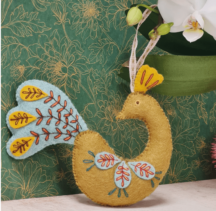 Folk Embroidered Peacock Felt Craft Mini Kit