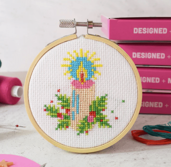 Retro Candle mini 3″ cross stitch craft kit