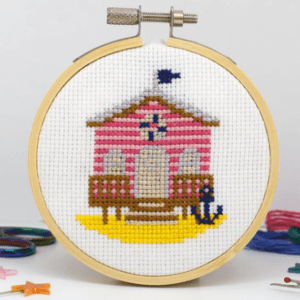 Beach Hut mini 3″ cross stitch craft kit