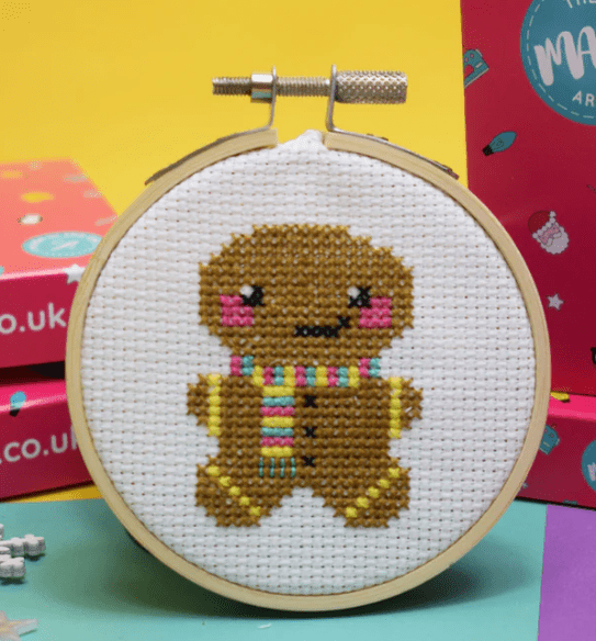 Gingerbread Man mini 3″ cross stitch craft kit