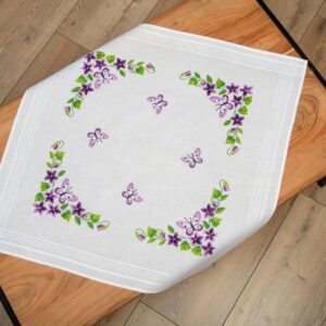 Duftin Butterfly Embroidery DIY Table Topper Kit, 80 x 80 cm