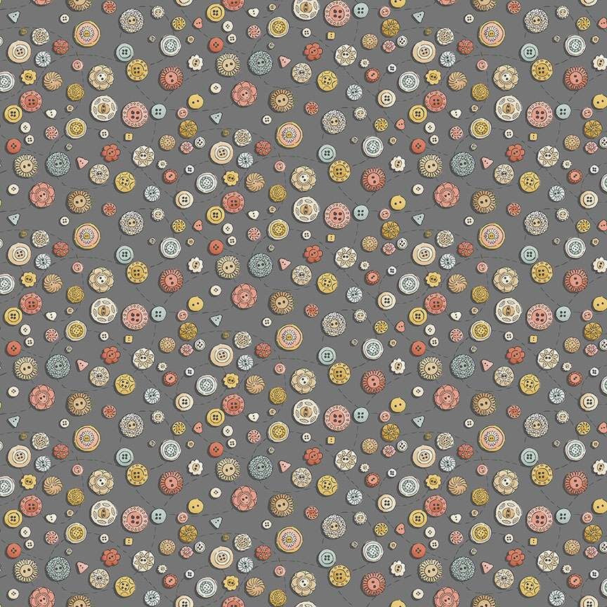 Makower Atelier Buttons Grey 134/S Patchwork & Quilting Fabric