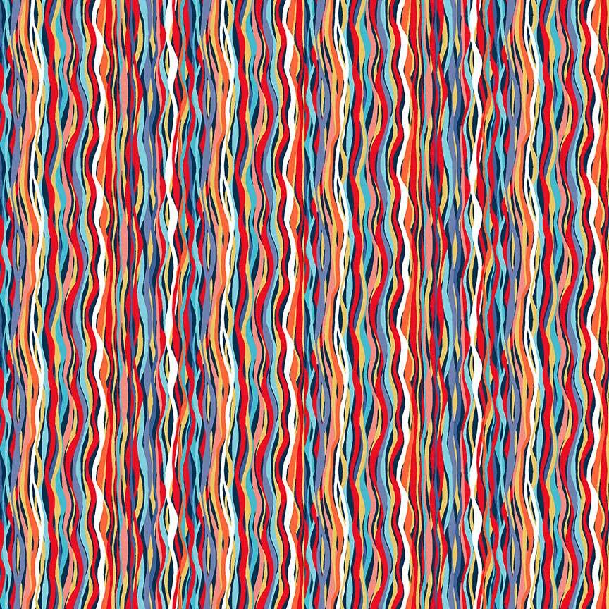 Makower Deep Blue Sea Wave Stripe Dark Blue 144/B8 Patchwork & Quilting Fabric (1)