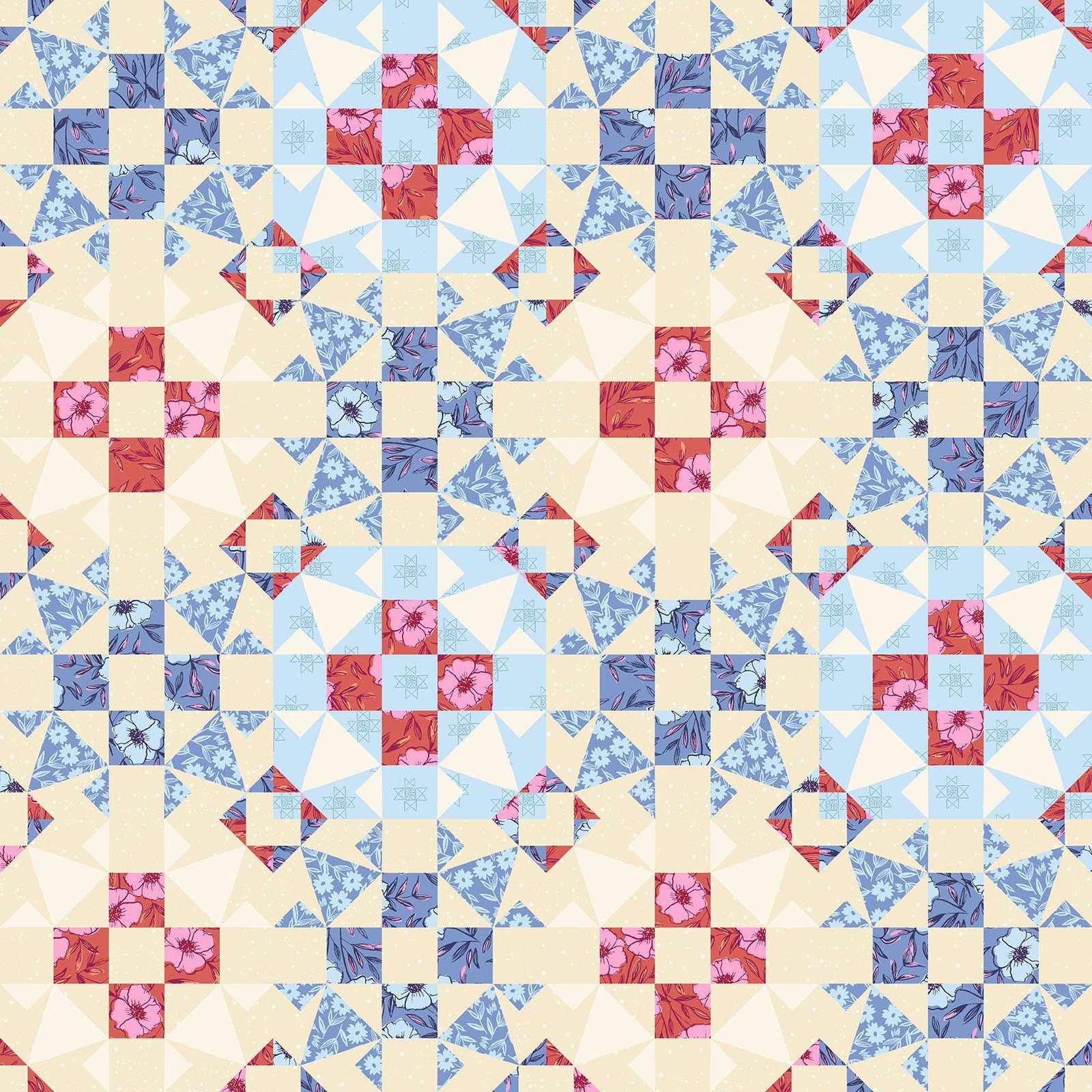 Andover Petals and Stitches 2/1573B Patchwork & Quilting Fabric